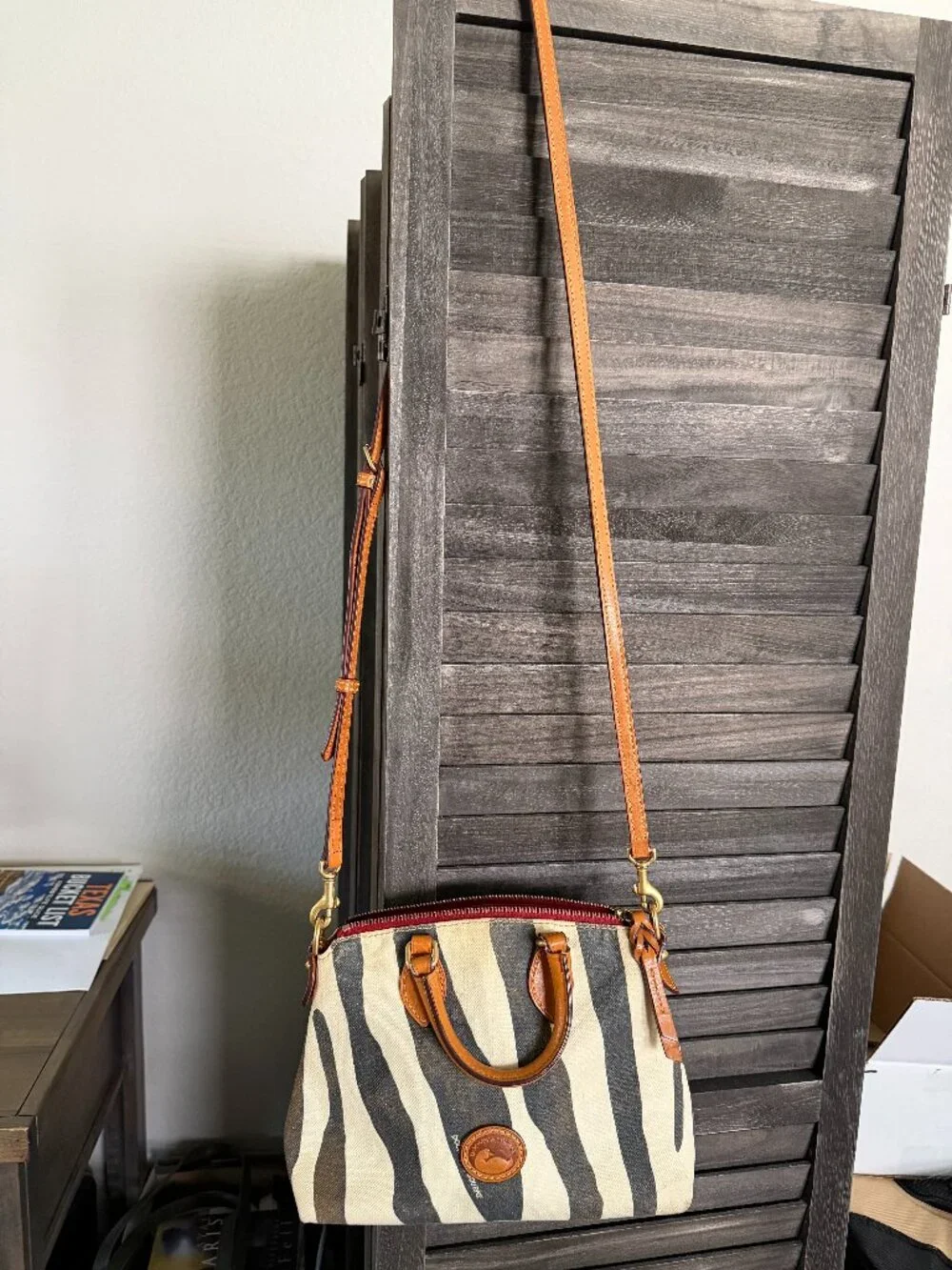 Vintage Zebra Print Canvas Satchel